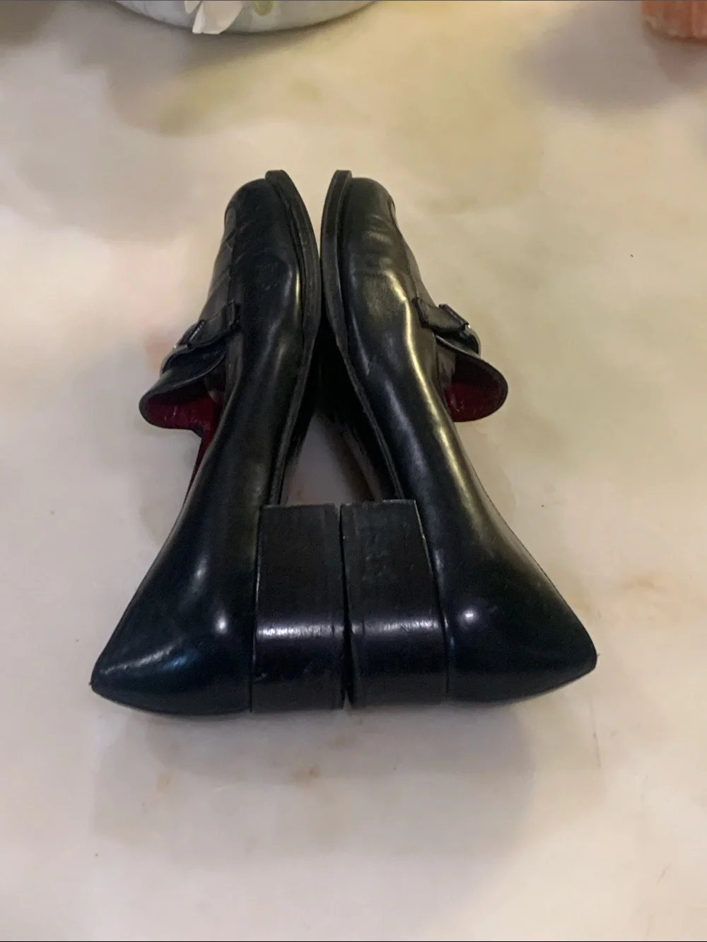 Salvatore Ferragamo Black Leather Loafers with Silver Buckle